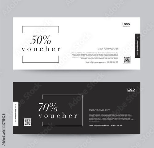 Gift Voucher Template Promotion Sale discount, black and white background, vector illustration