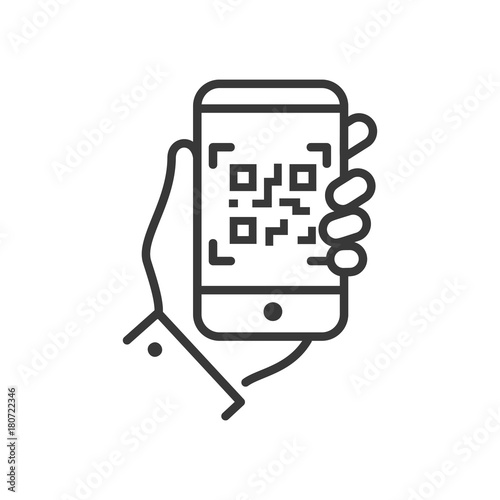 QR code scanner - line design single isolated icon