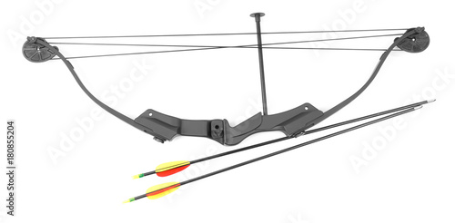 Bow with arrows on white background