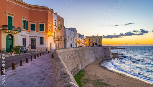 Sunset in Gallipoli, province of Lecce, Puglia, southern Italy.
