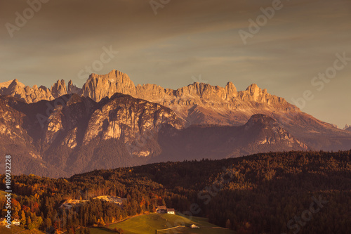 Sunset on Catnaccio/Rosengarten dolomitic crests, Alto Adige/South Tyrol, Italy