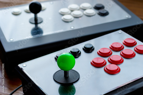 Real Arcade Joystick on Wood table