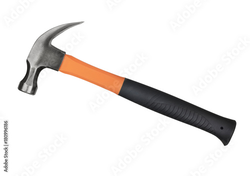 Orange hammer on white background