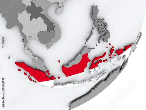 Flag of Indonesia on map