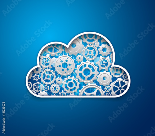 Data in the cloud gear mechanism symbol