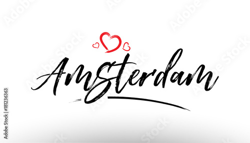 amsterdam europe european city name love heart tourism logo icon design