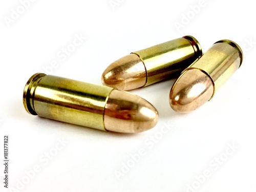 9mm bullets on a white background
