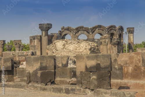 Ruins of Zvartnots (celestial angels) temple Armenia, Central Asia,