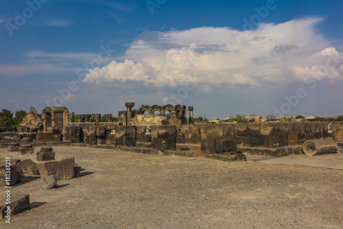 Ruins of Zvartnots (celestial angels) temple Armenia, Central Asia,