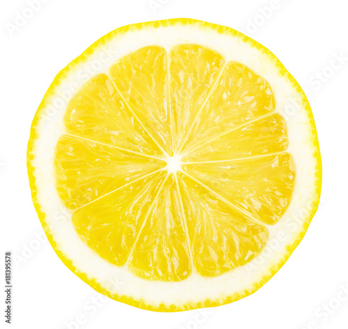 Lemon slice isolated on white background.