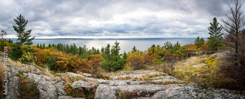 Panoramic forest view over Lake Superior