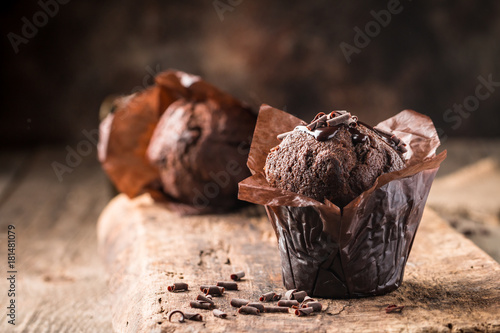 Homemade chocolate muffin