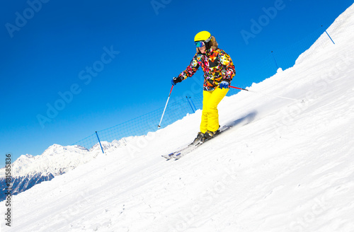 man skiing in the mountains