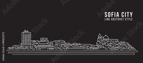 Cityscape Building Line art Vector Illustration design - Sofia city