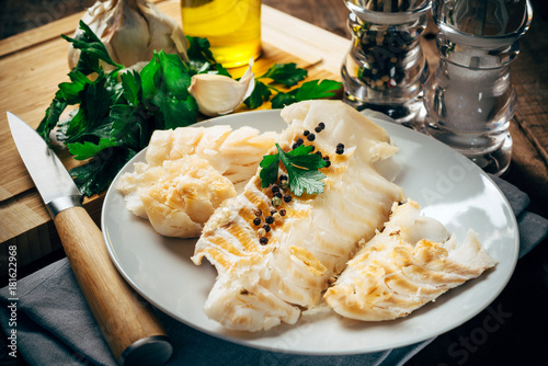 Raw codfish fillet