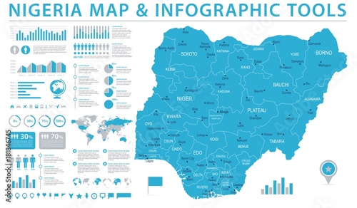 Nigeria Map - Info Graphic Vector Illustration
