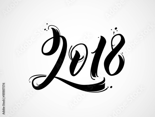 2018 New Year of the Dog handwritten lettering typography. Modern brush calligraphy. Vector illustration