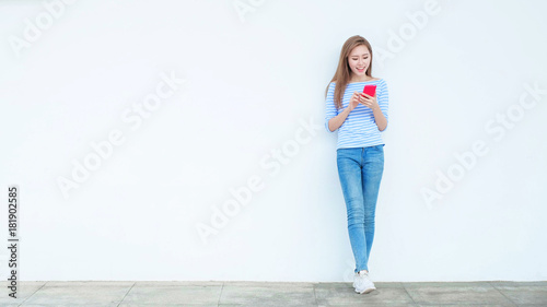beauty woman use phone