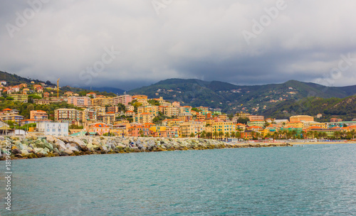 panoramic view of the bay of the city of Varazze(Italy) / panoramic view of the houses of the city of Varazze located in Liguria,(Italy)