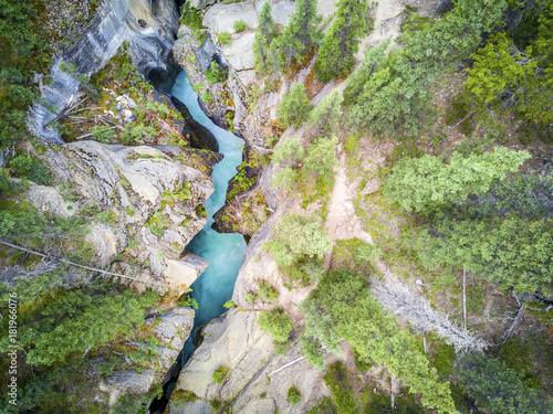 Amazing Mistaya Canyon with rich blue water, Banff National Park, Alberta, Canada