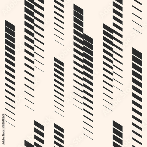 Abstract geometric seamless pattern with vertical fading lines, tracks, halftone stripes. Extreme sport style illustration, urban art. Trendy monochrome graphic texture. Sports pattern. Urban pattern.