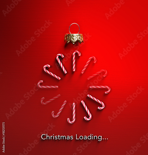 Christmas Loading - Candy Canes In Bauble Shape And Downloading 
