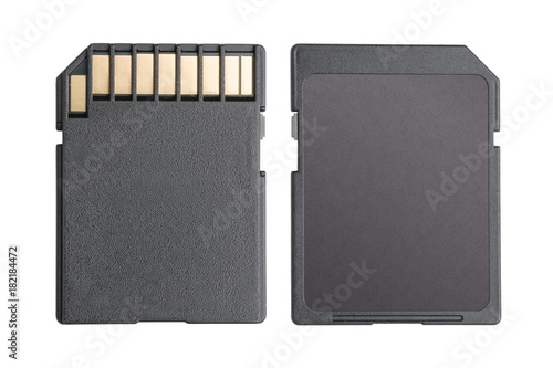 Blank sd memory card isolated with clipping path