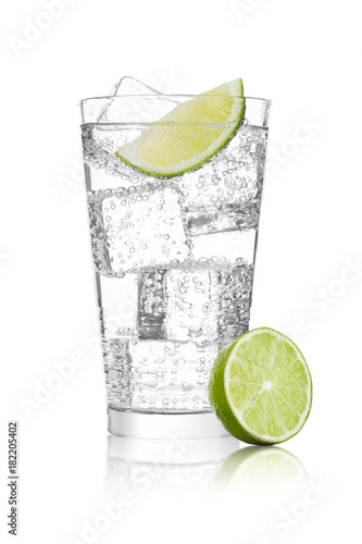 Glass of sparkling water soda drink lemonade