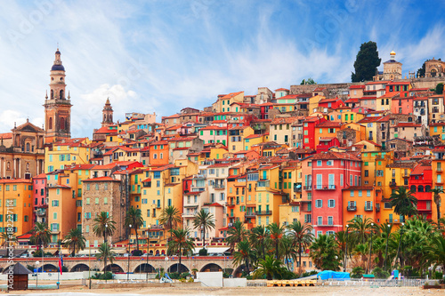 View on old part of Menton, Provence-Alpes-Cote d'Azur, France.