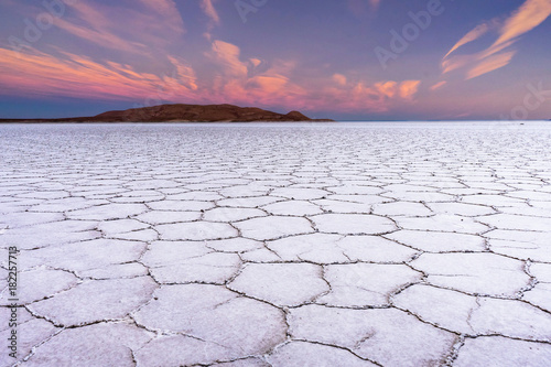 Sunset Salt Flats in Salar de Uyuni Desert Bolivia