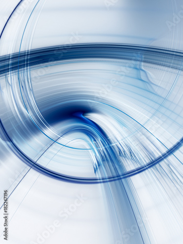 Abstract blue and white background texture. Dynamic curves ands blurs pattern. Detailed fractal graphics. Science and technology concept.