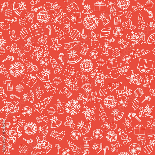Vector seamless background with Christmas and New Year outline s
