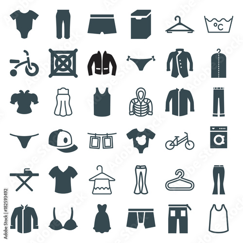 Set of 36 clothes filled and outline icons