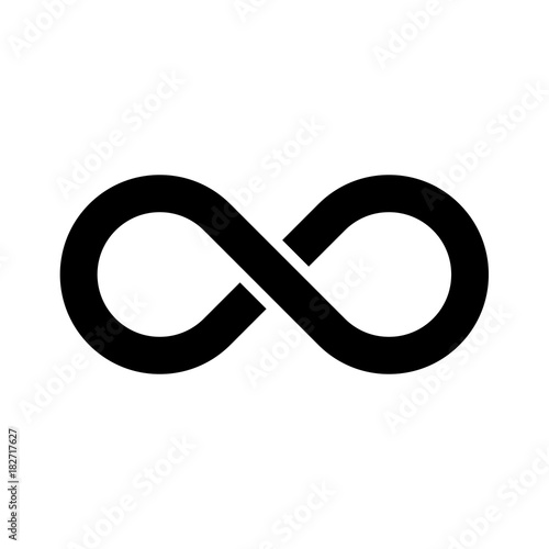 Black infinity symbol icon. Simple flat vector design element.