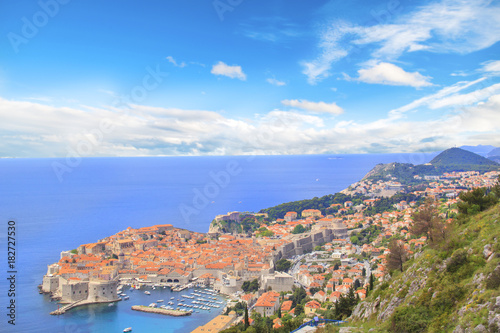 Beautiful view of the historic city of Dubrovnik, Croatia on a sunny day.