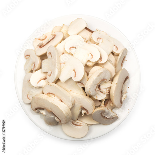 Champignons on plate isolated