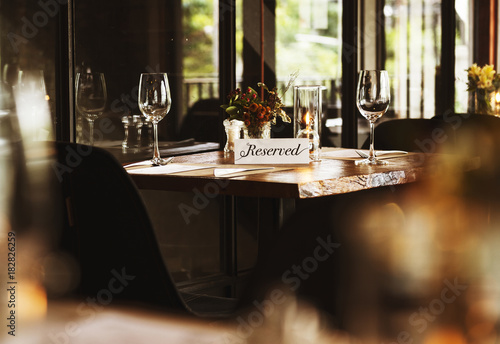 Reserved table at a restaurant