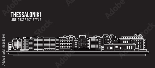 Cityscape Building Line art Vector Illustration design - thessaloniki city