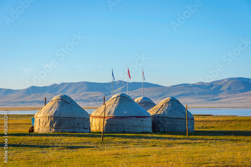 Yurts by Song Kul Lake, Kyrgyzstan