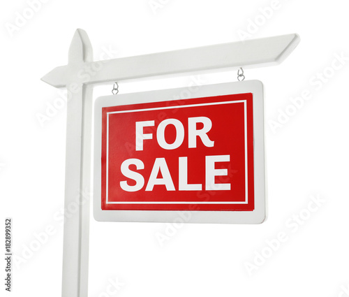 "For sale" sign on white background