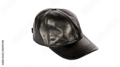 Leather cap on white background