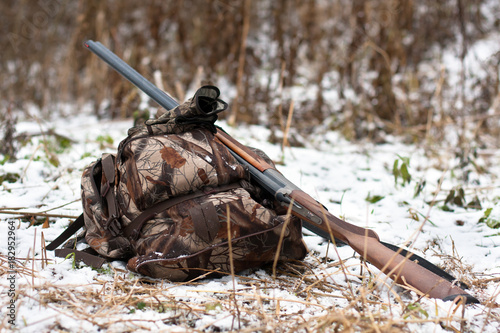 hunting gun and backpack