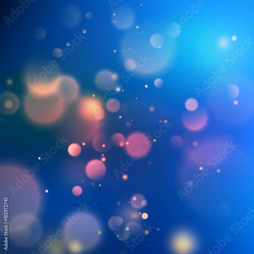 Blue with bokeh background created by neon lights. EPS 10 vector