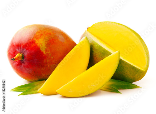 Ripe, juicy mango isolated on white
