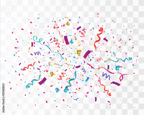 Confetti isolated on transparent background. Festive vector illustration