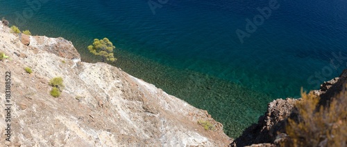Panoramic view of Meditarranean Sea in Spoon Island Fethiye, Turkey