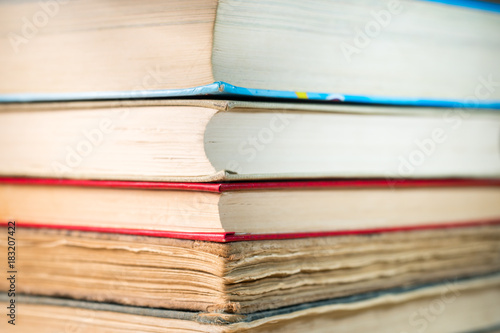 Books stacked on the table