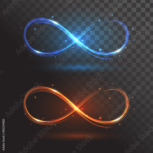 Blue and orange signs infinity or a rings of fire