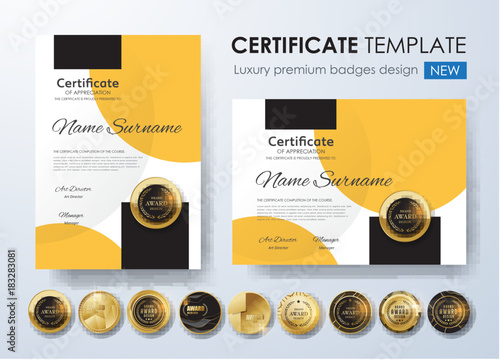 certificate template with luxury pattern,diploma,Vector illustration and vector Luxury premium badges design,Set of retro vintage badges and labels.