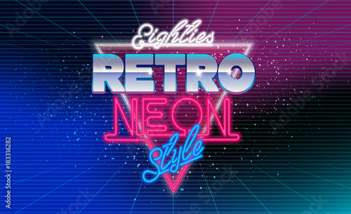 80s, eighties retro neon style banner. Retro style disco design neon. 80's party, 80s fashion, background, graphic, 80s style, disco party 1980, club vintage. Easy editable for Your design.